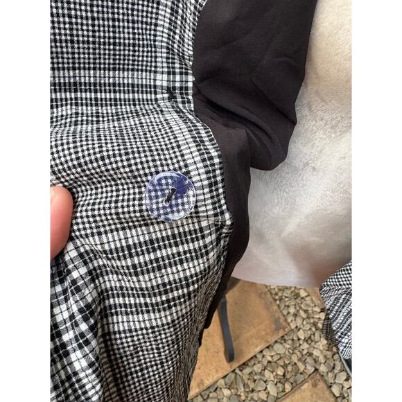 Maison d'Amelie Black White Plaid Double Breasted Notched Hem Blazer - M - Picture 10 of 13